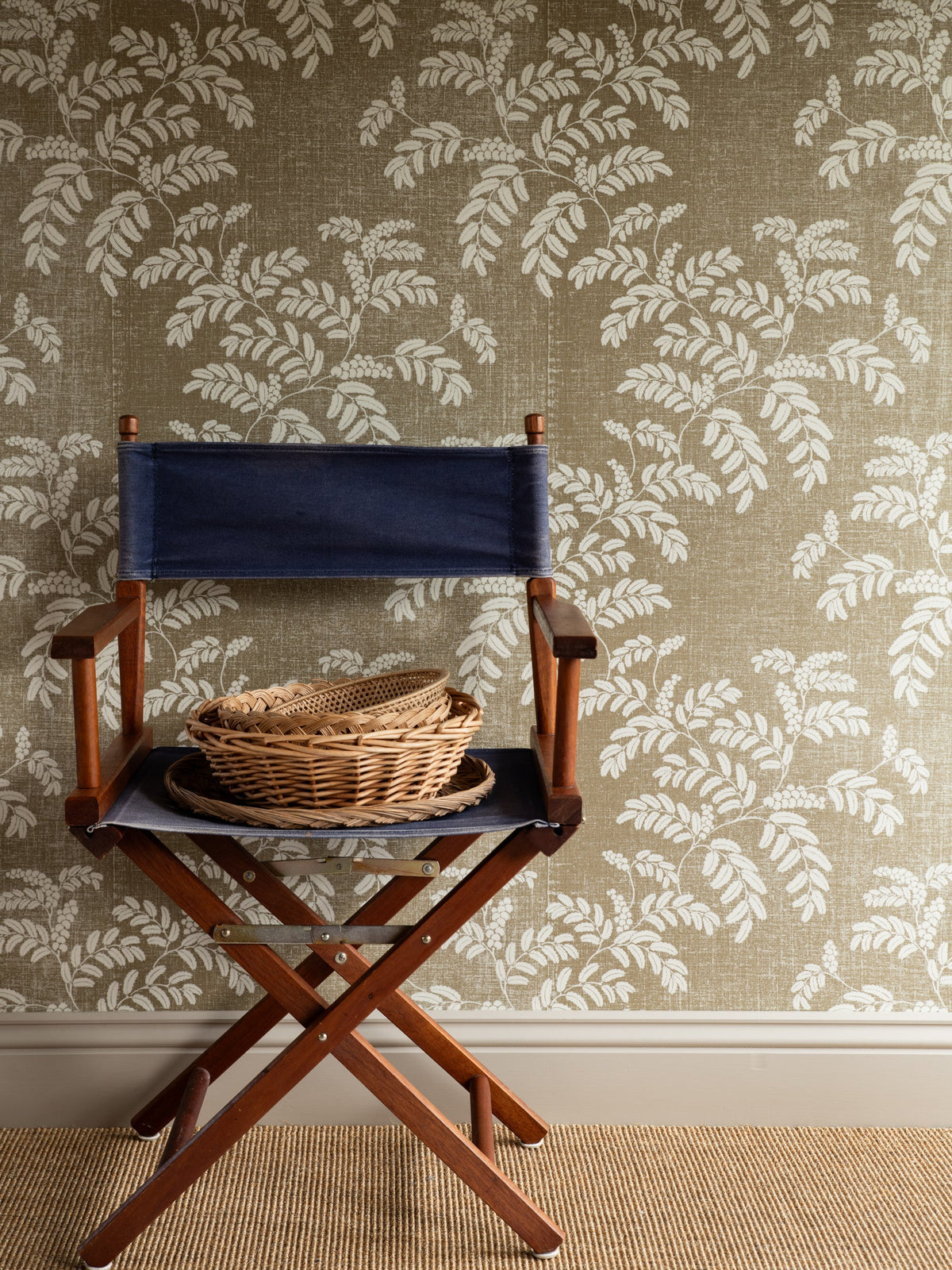 Acacia Wallpaper by Langelid Von Bromssen in Chino Beige, room view