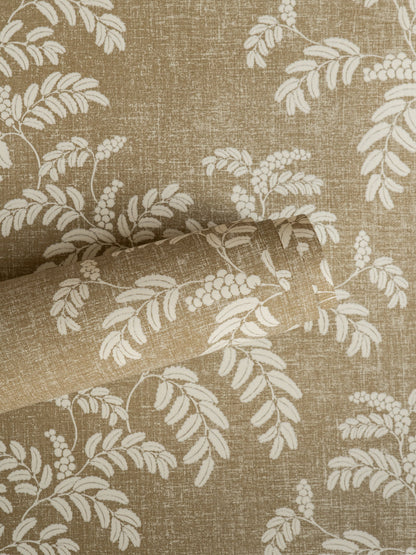 Acacia Wallpaper by Langelid Von Bromssen in Chino Beige, detail view