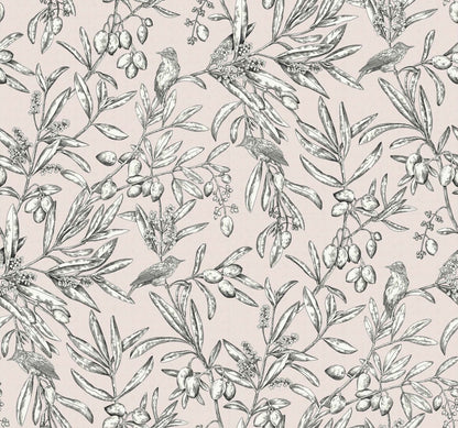 Aceituna wallpaper by Coordonné in Cava/Rosa, flat pattern view