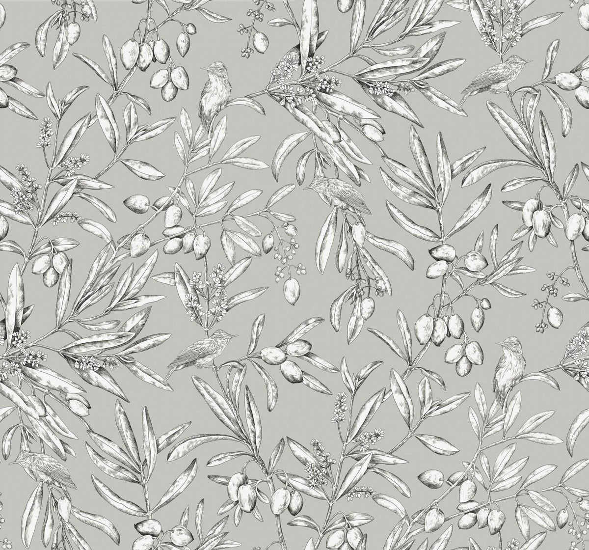 Aceituna wallpaper by Coordonné in Plata, flat pattern view