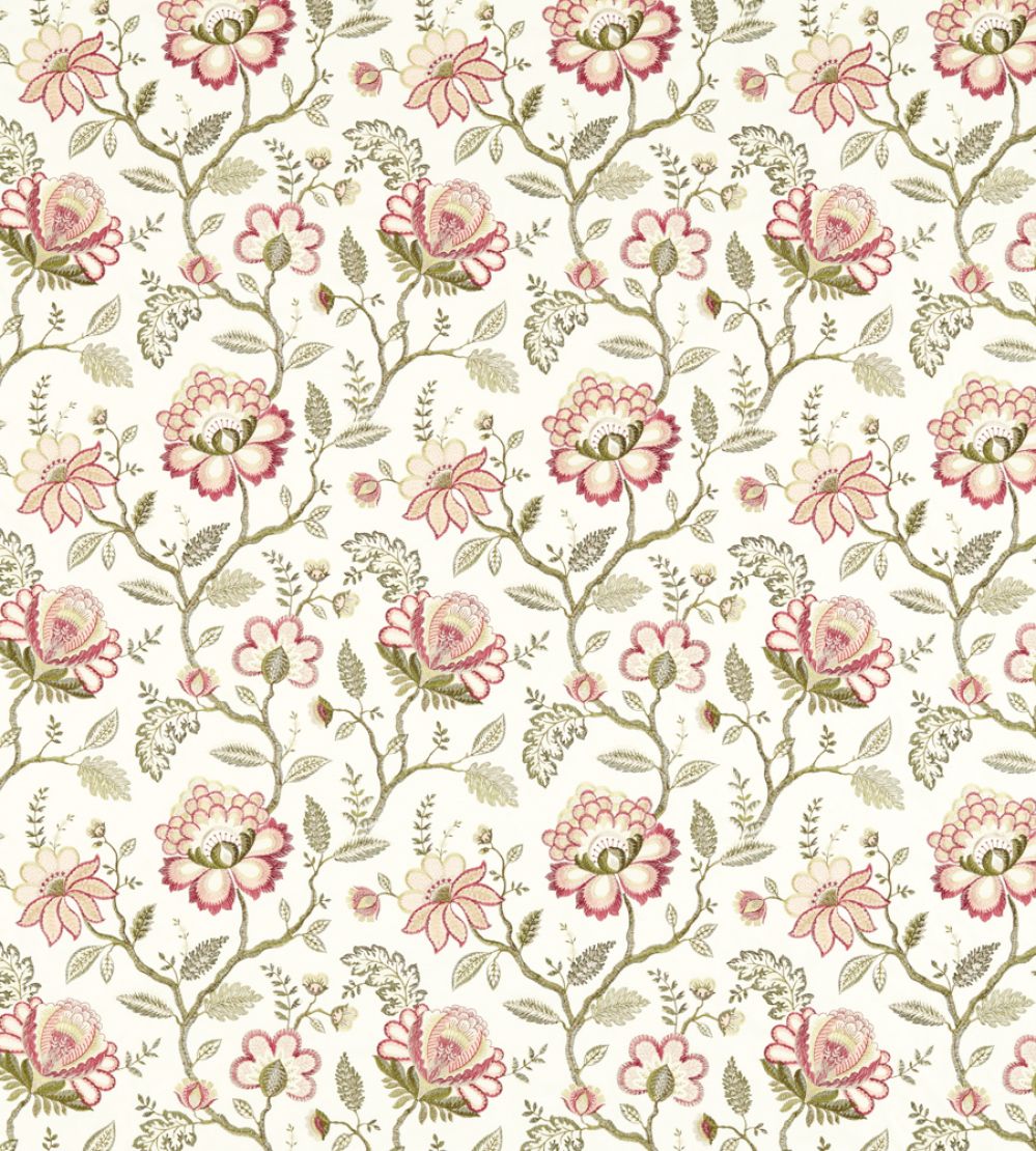 Adeline Fabric by Clarke & Clarke Blush/Raspberry