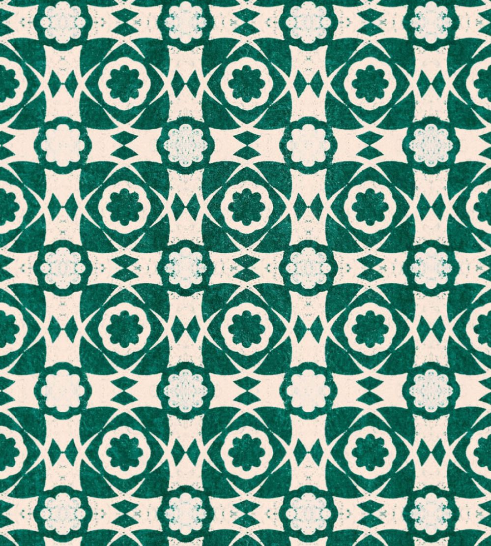 Aegean Tiles Wallpaper by MINDTHEGAP Ultramarine Green