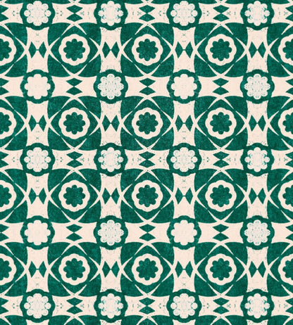 Aegean Tiles Wallpaper by MINDTHEGAP Ultramarine Green