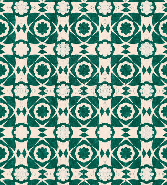 Aegean Tiles Wallpaper by MINDTHEGAP Ultramarine Green