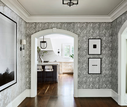Agate Wallpaper by Phillip Jeffries in Black Pearl, shown installed in a room setting