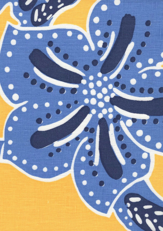 Albany Multicolor Multi Blues on Yellow fabric by Alan Campbell