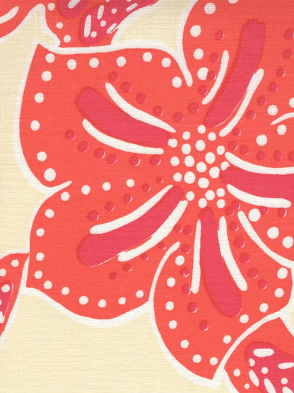 Albany Two Color Magenta Orange on Cream fabric by Alan Campbell