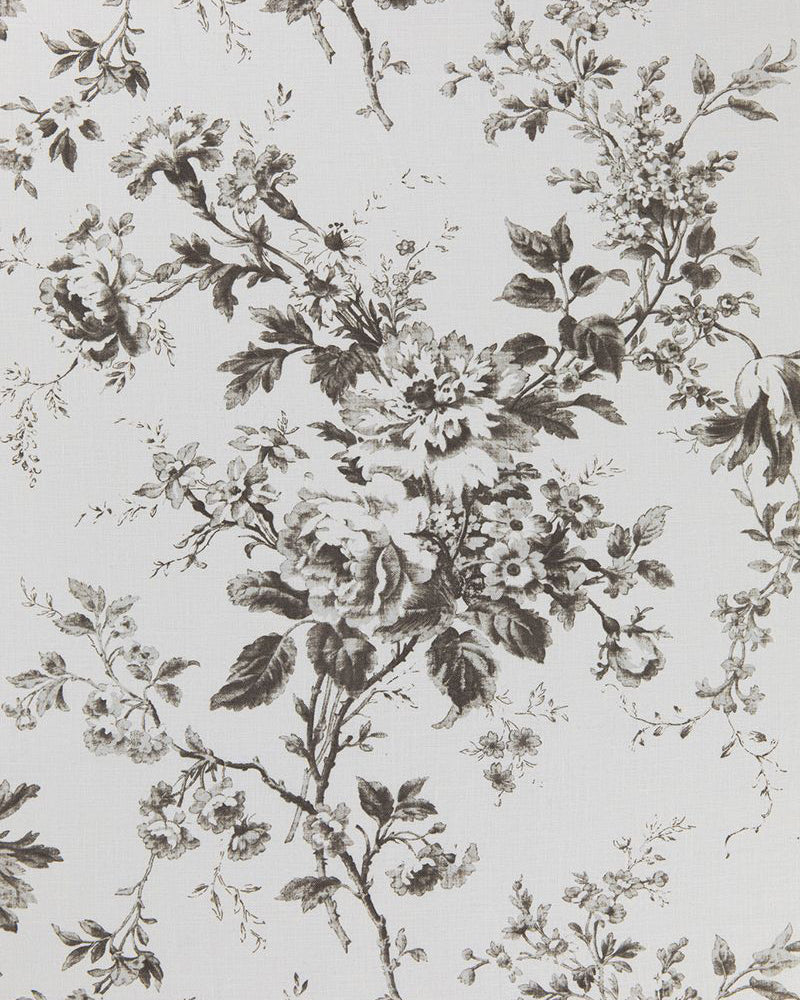 Alderney Charcoal on White fabric by Cabbages & Roses