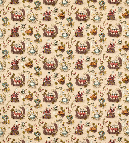 Alice in Wonderland Fabric by Sanderson Caramel