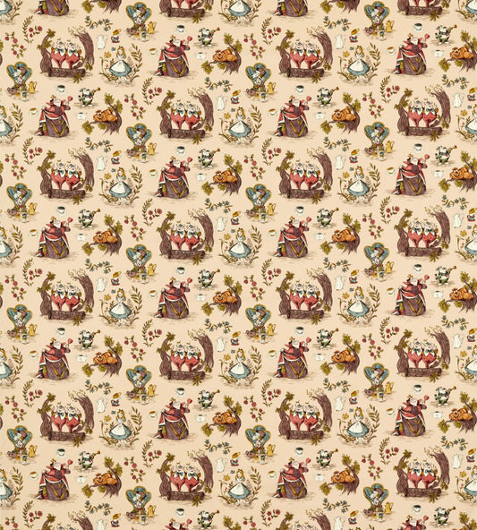 Alice in Wonderland Fabric by Sanderson Caramel