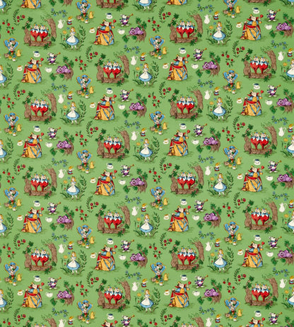 Alice in Wonderland Fabric by Sanderson Gumball Green