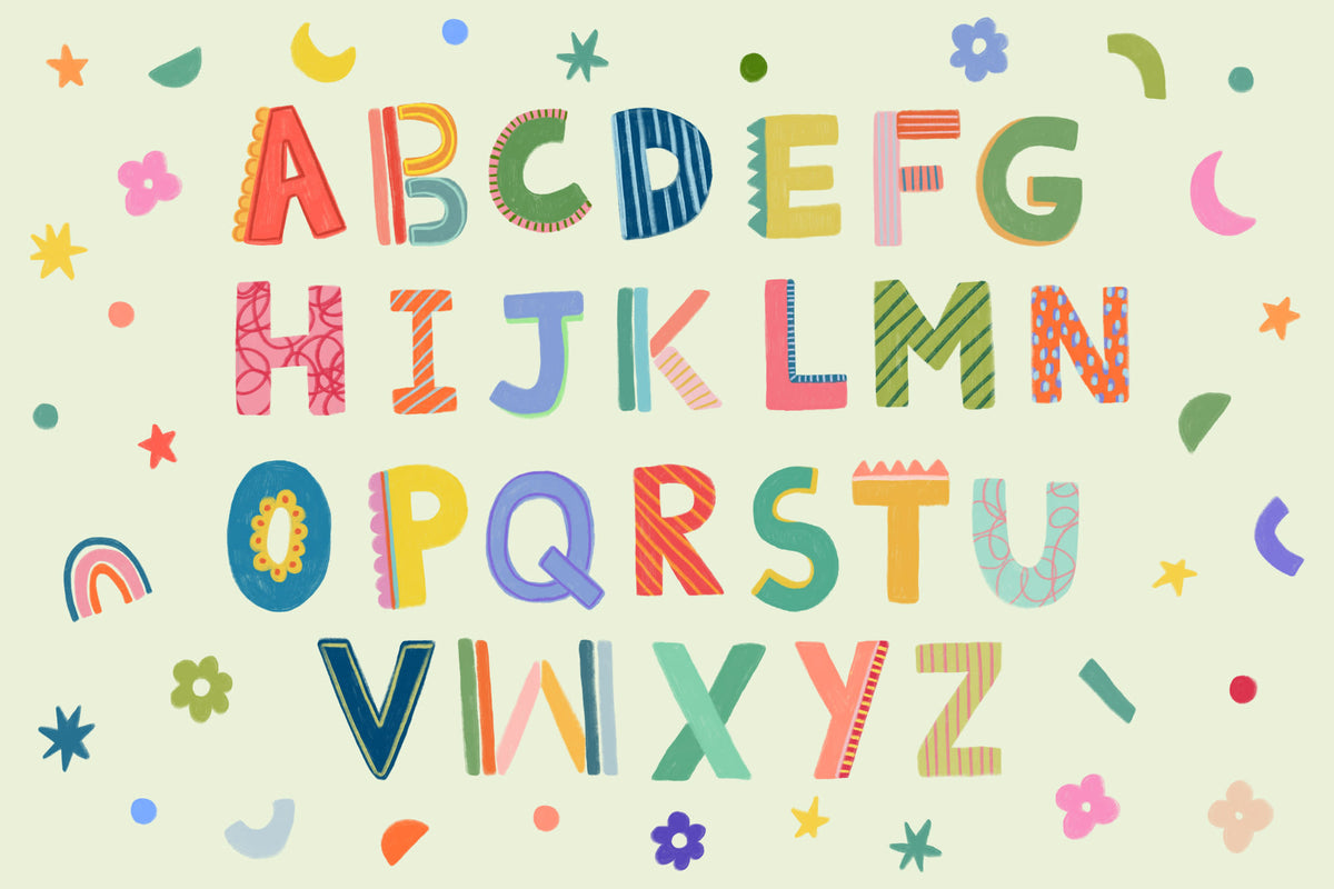 Alphabet Green mural by Hovia