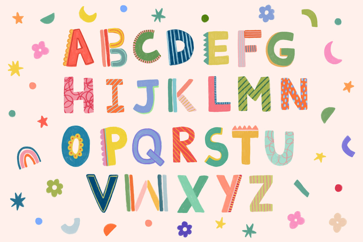 Alphabet Pink mural by Hovia