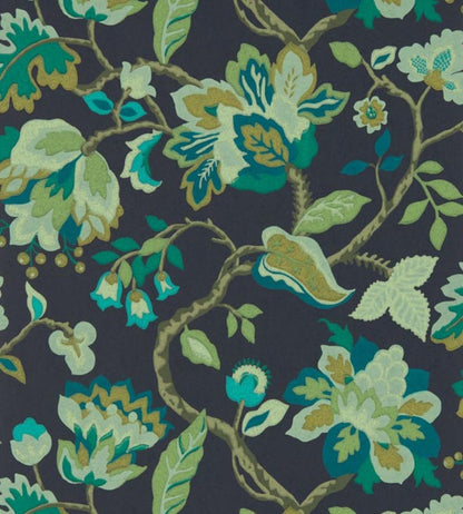 Amanpuri Wallpaper by Sanderson Midnight/Eucalyptus