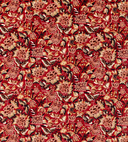 Amara Butterfly Fabric by Sanderson Cinnabar / Ink Black