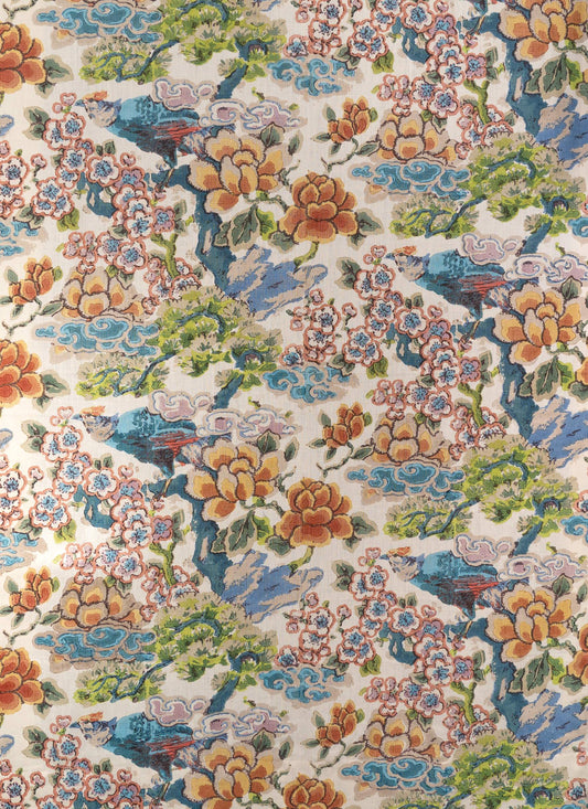 Amherst Hand-Block Fabric by Jean Monro in Plumage