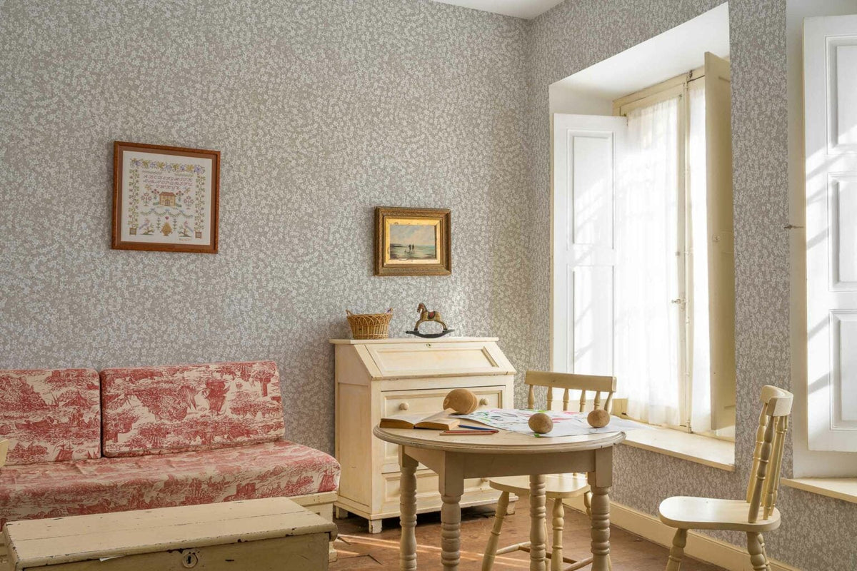 Ana wallpaper by Coordonné in Cisne, shown in a styled room