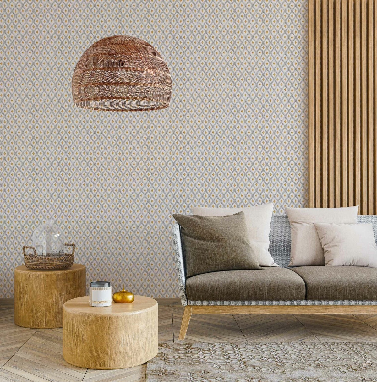 Animal Print wallpaper by Coordonné in Perla, shown in a styled room