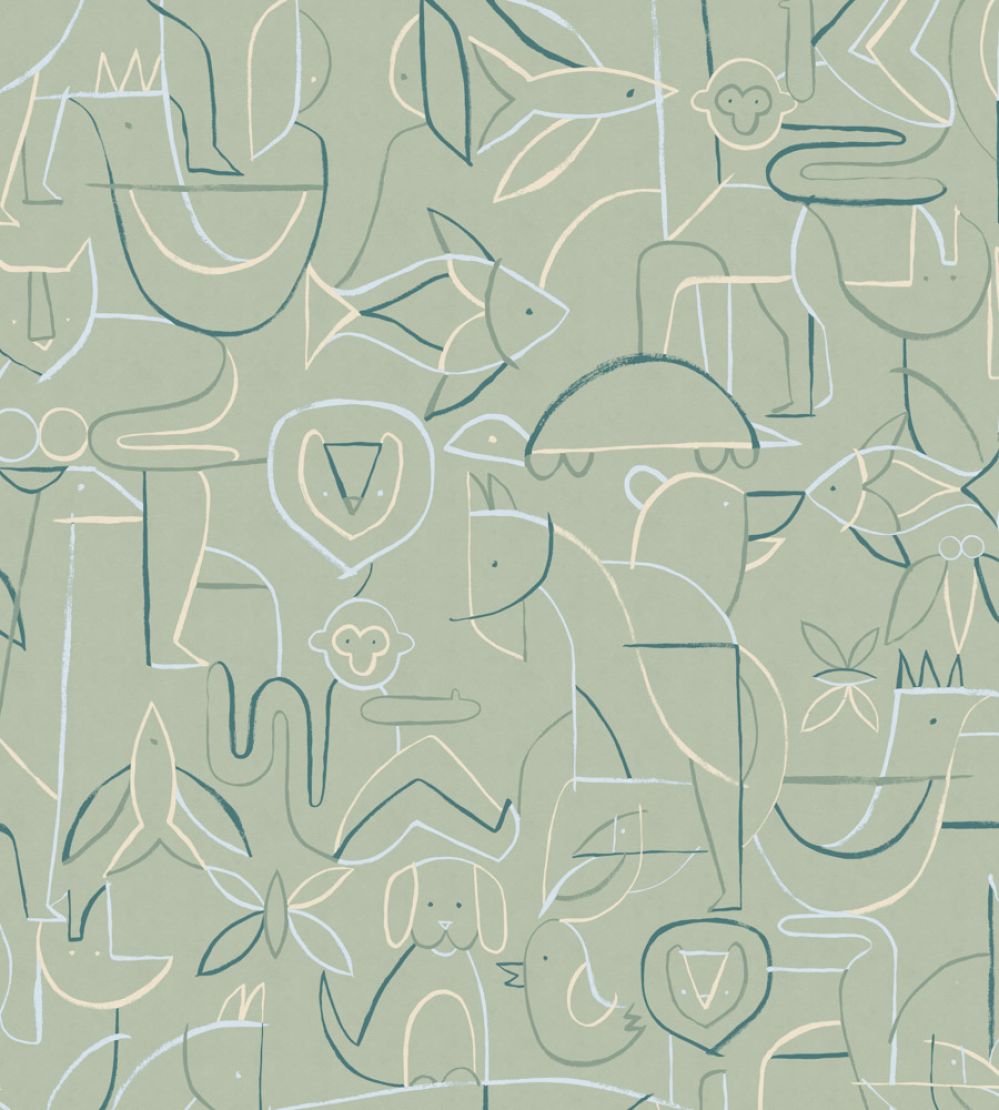 Animalia Wallpaper by Coordonne Emerald