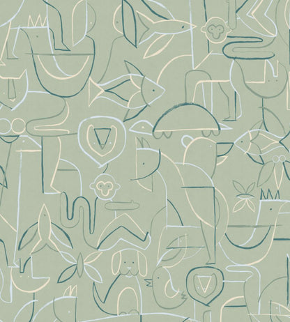 Animalia Wallpaper by Coordonne Emerald