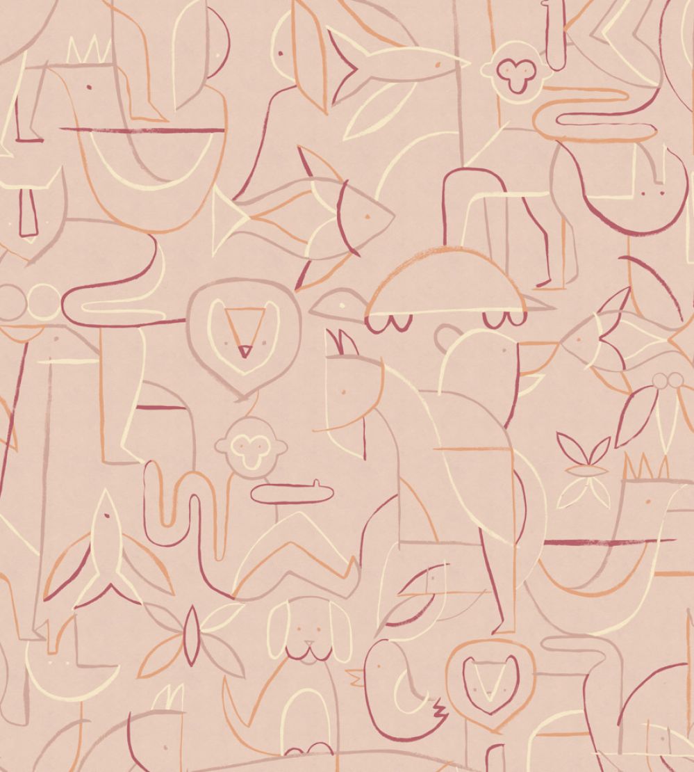 Animalia Wallpaper by Coordonne Peach