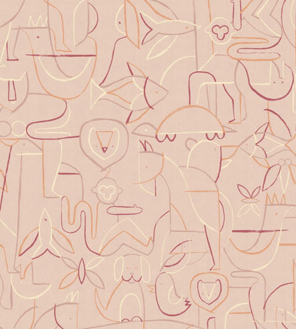Animalia Wallpaper by Coordonne Peach