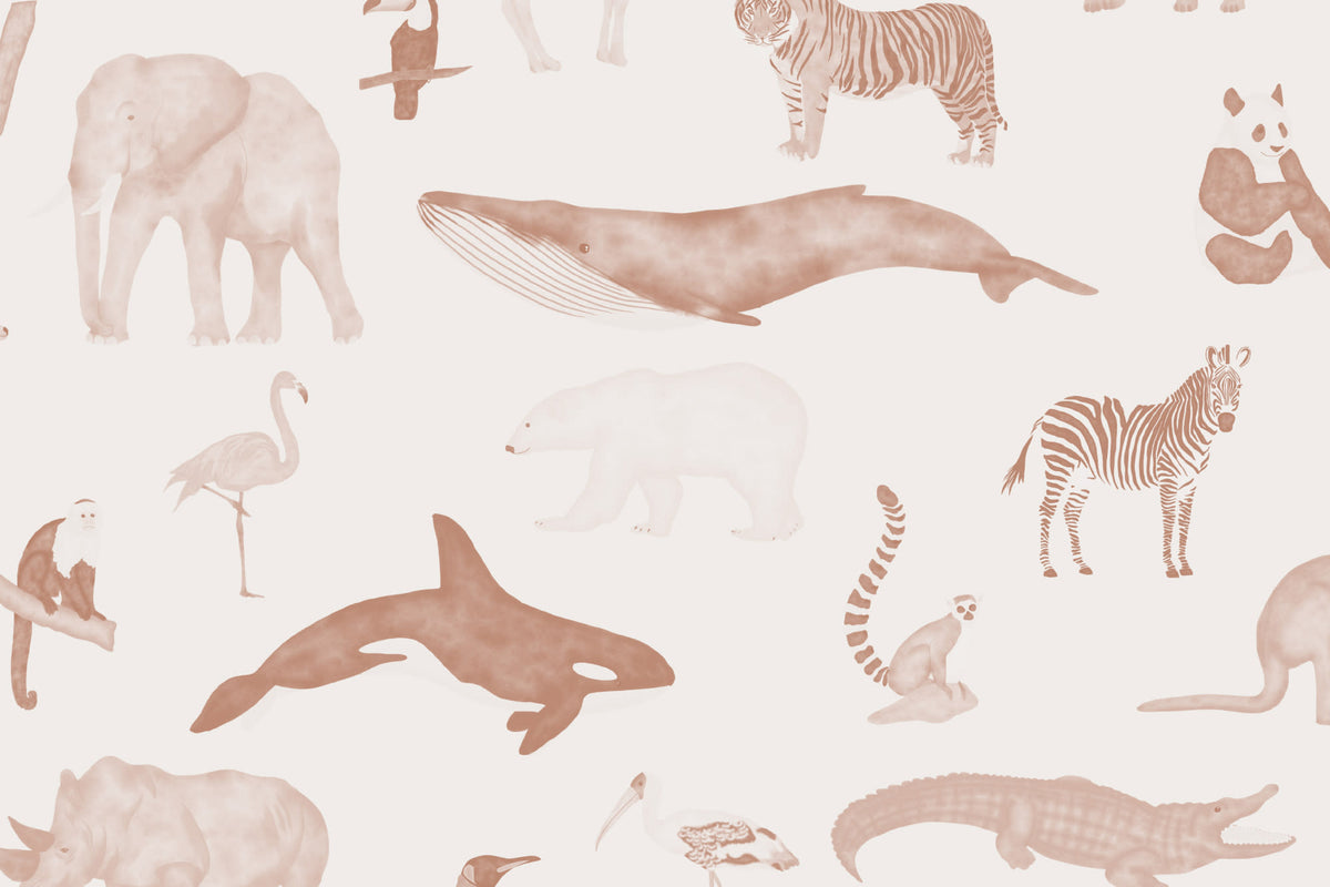 Animalia Terracotta wallpaper by Hovia