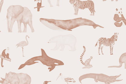 Animalia Terracotta wallpaper by Hovia