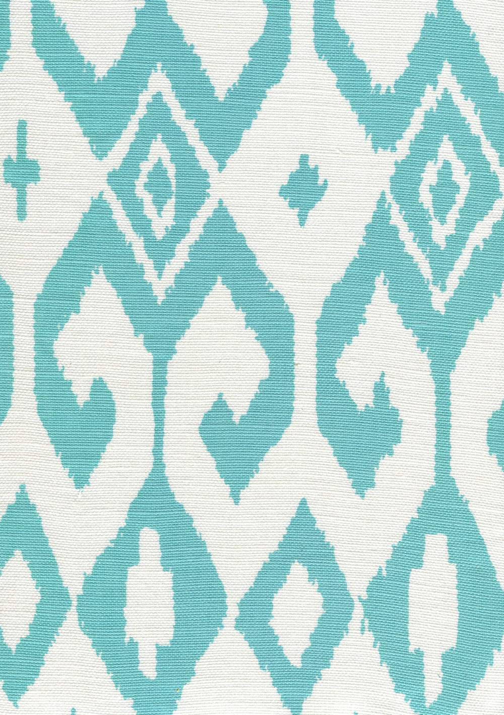 Aqua II Turquoise on White fabric by China Seas