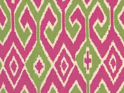 Aquarius Jungle Green/Pink on Cream fabric by China Seas