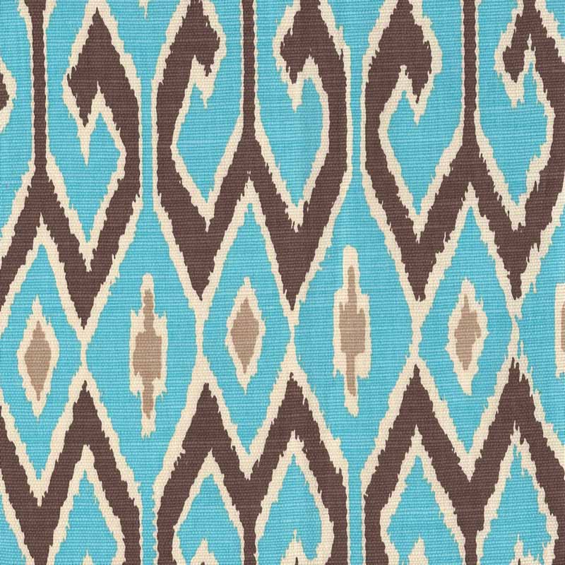 Aquarius Turquoise/Brown with Beige on Cream fabric by China Seas