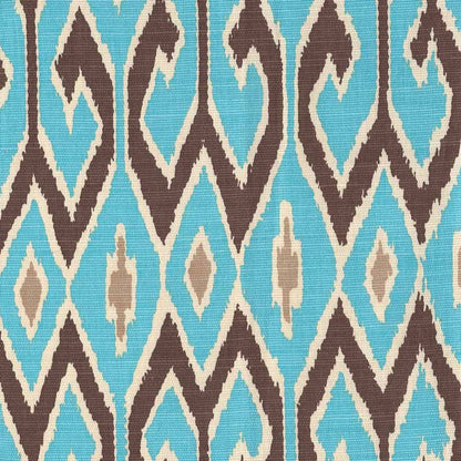 Aquarius Turquoise/Brown with Beige on Cream fabric by China Seas