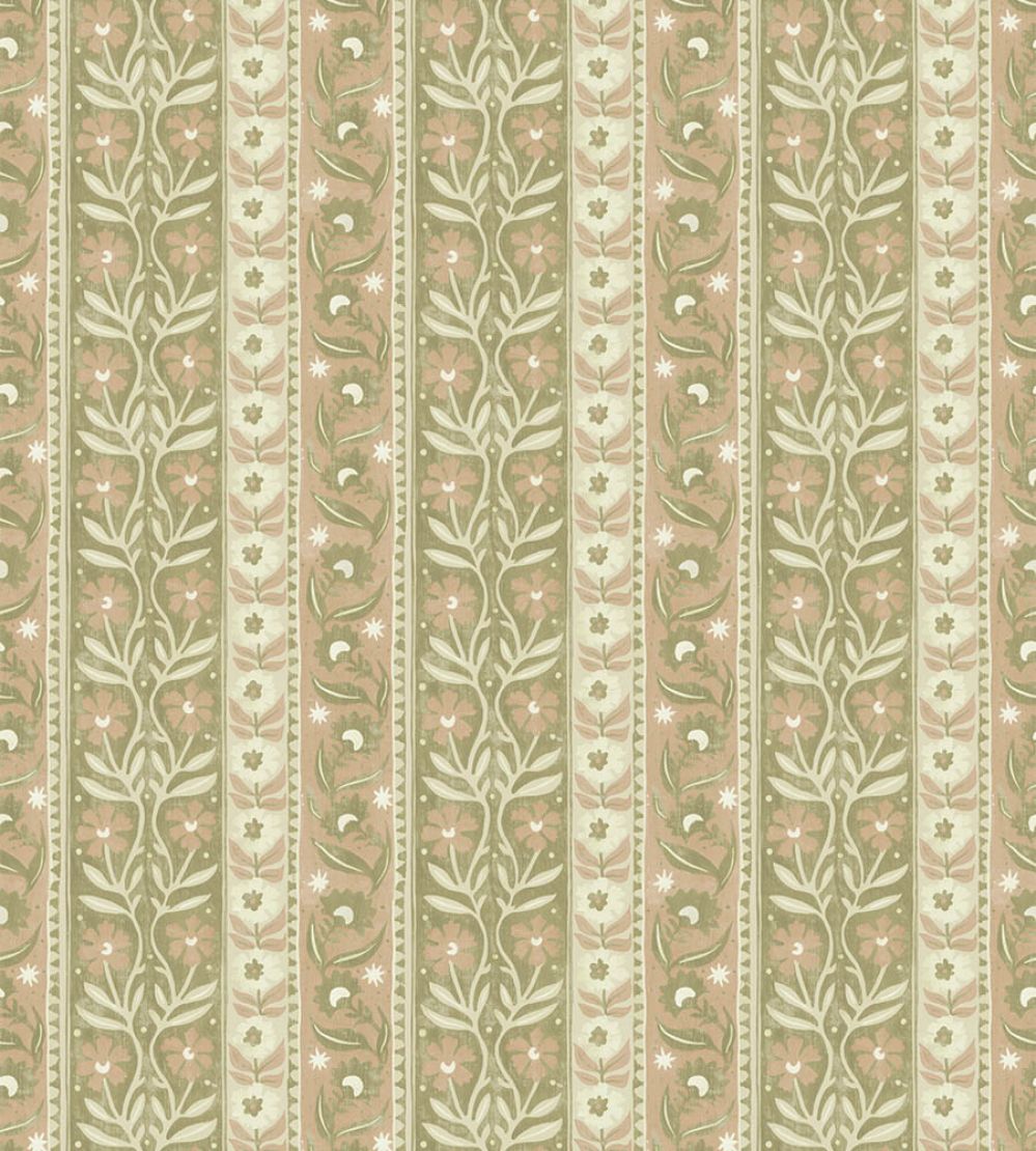 Arber Stripe Wallpaper by Josephine Munsey Pink and Olive