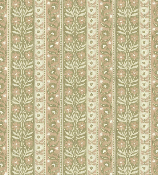Arber Stripe Wallpaper by Josephine Munsey Pink and Olive