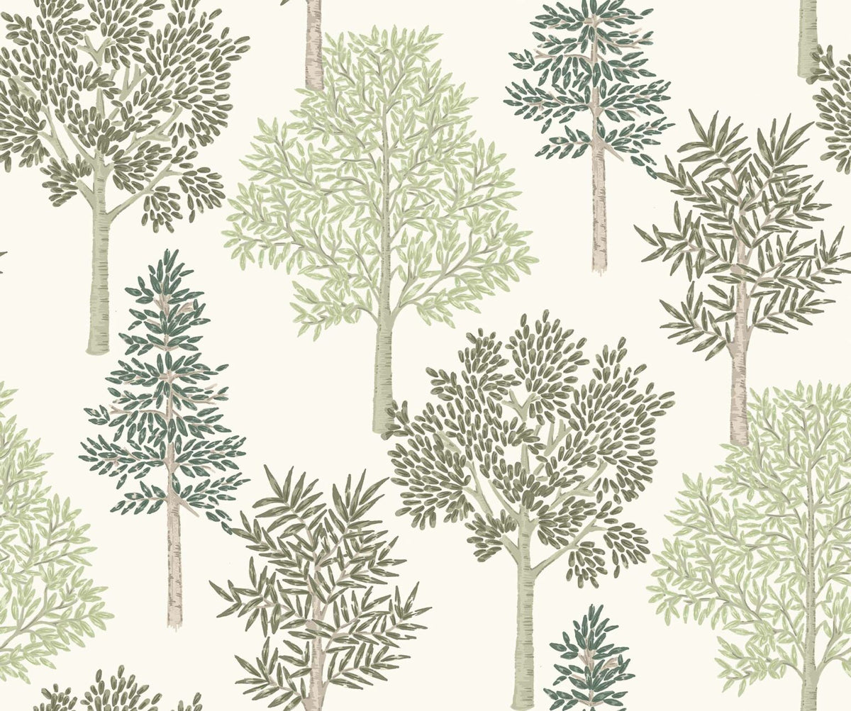 Arboleda wallpaper by Coordonné in Silvestre/Verde Claro, flat pattern view