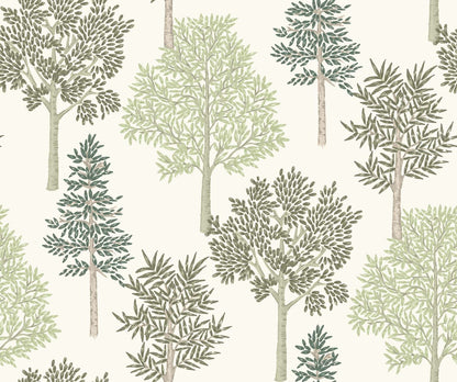 Arboleda wallpaper by Coordonné in Silvestre/Verde Claro, flat pattern view
