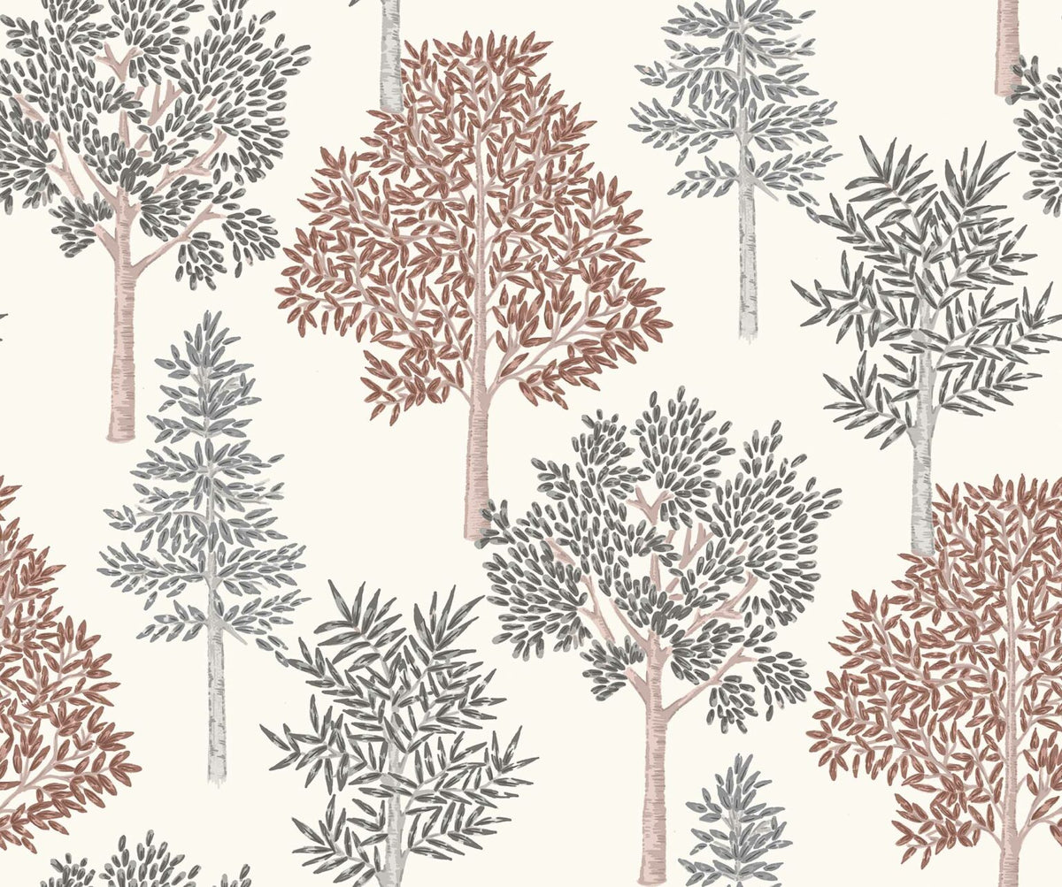 Arboleda wallpaper by Coordonné in Terracota/Granate, flat pattern view