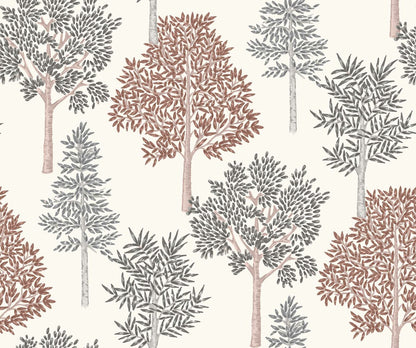 Arboleda wallpaper by Coordonné in Terracota/Granate, flat pattern view