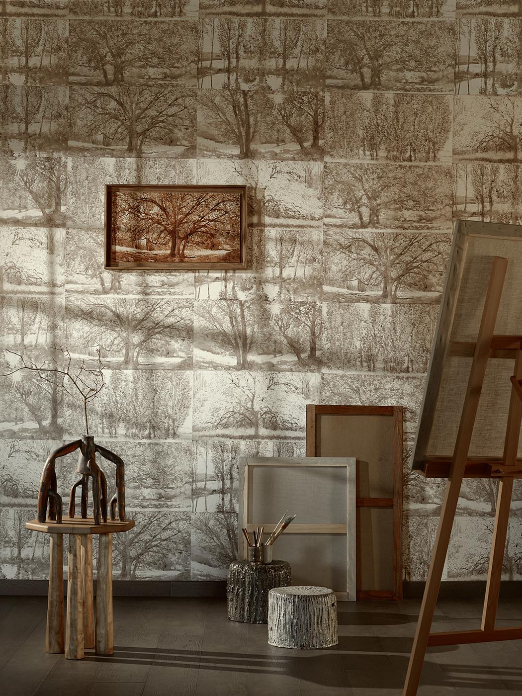 Arbres et Sous Bois Wallpaper by Pierre Frey shown in a room setting (view 1)