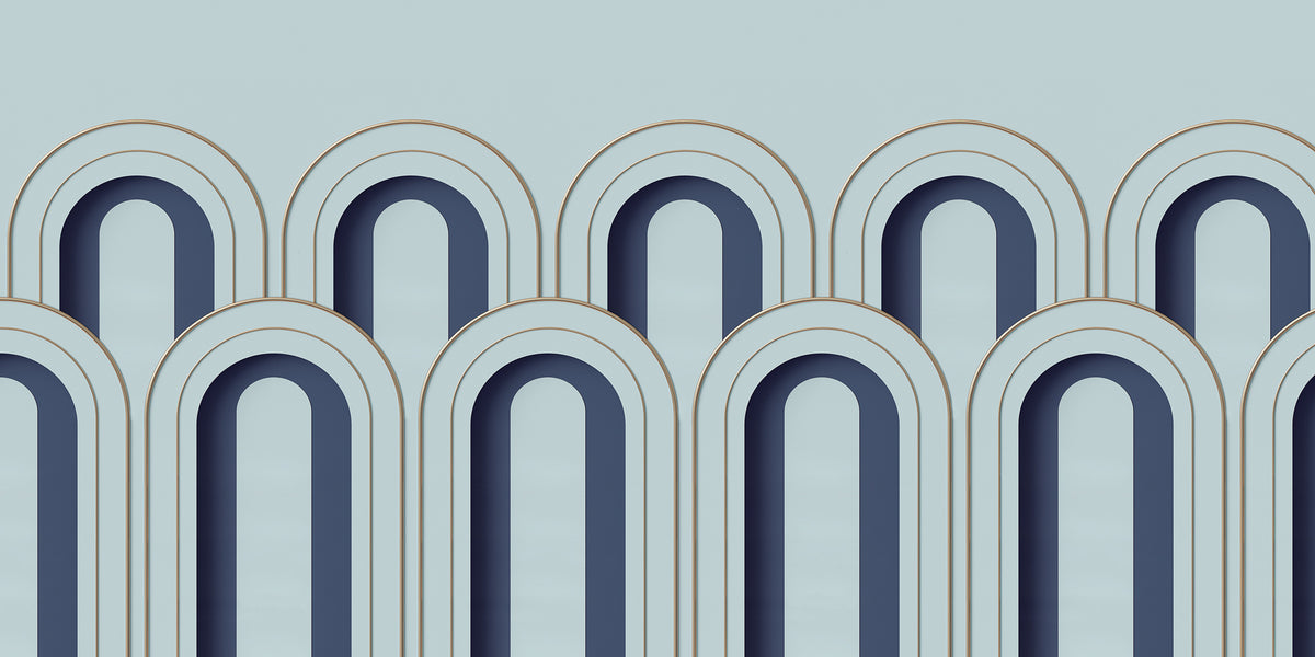 Arch Deco Blue mural by Rebel Walls