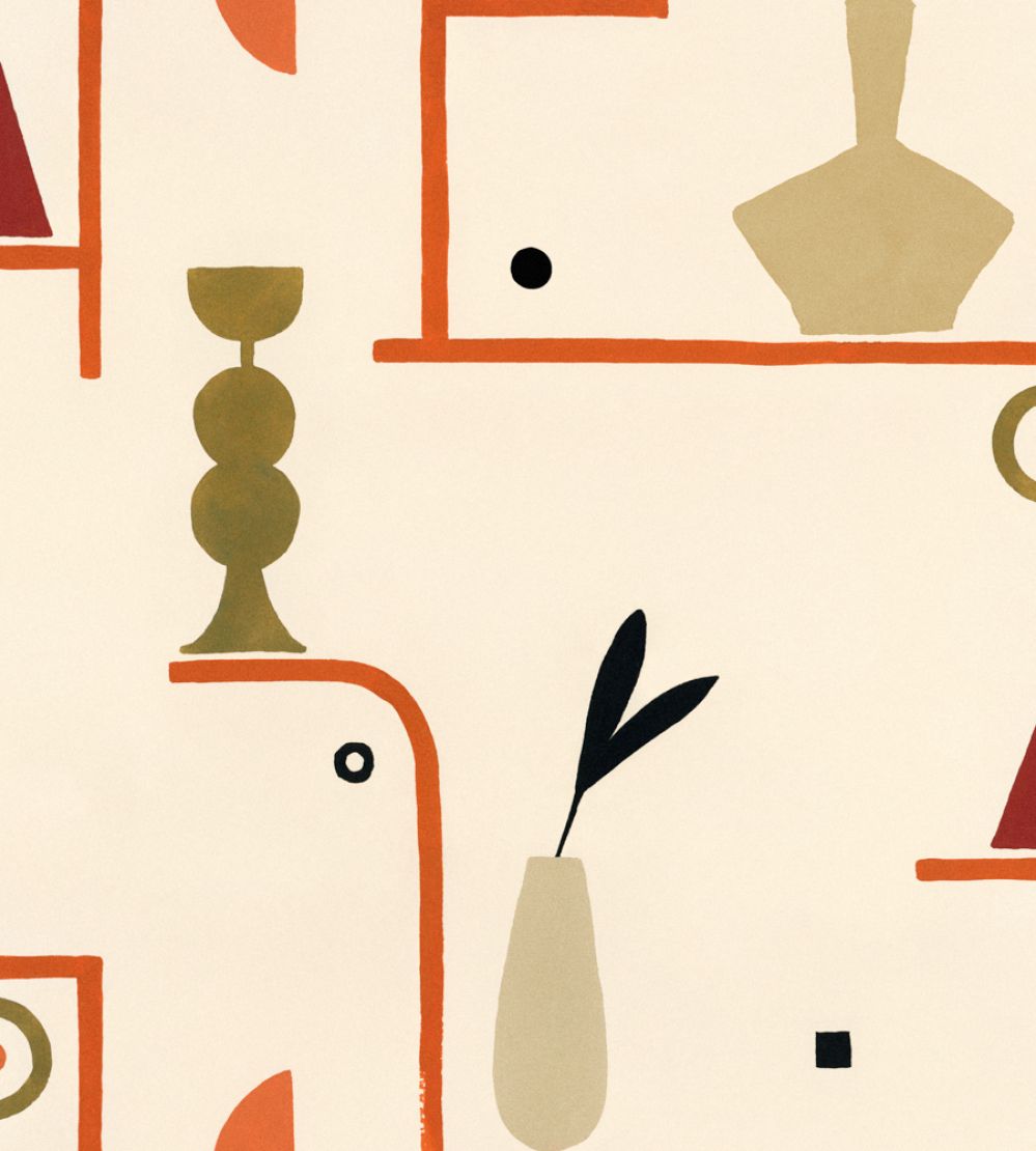Archaeological Forms Wallpaper by Tres Tintas Beige