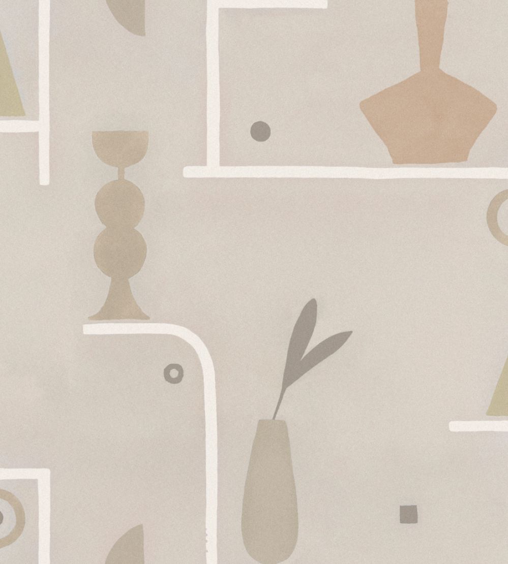 Archaeological Forms Wallpaper by Tres Tintas Grey