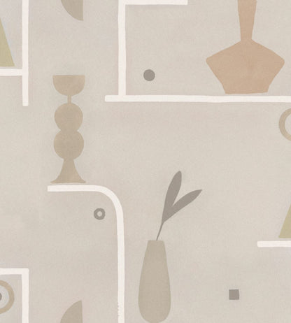 Archaeological Forms Wallpaper by Tres Tintas Grey