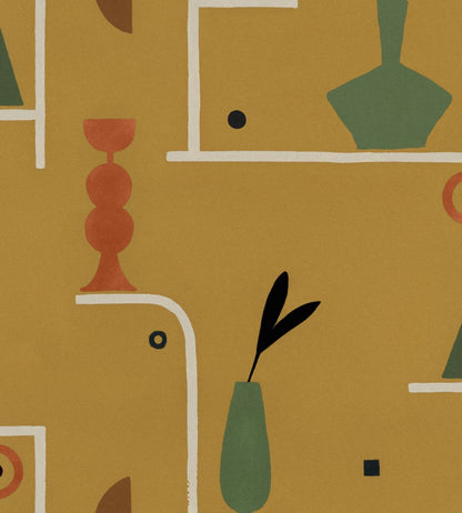 Archaeological Forms Wallpaper by Tres Tintas Ocher