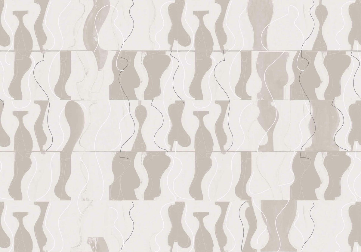 Archeological mural by Coordonné in Ice, flat pattern view