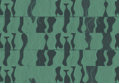 Archeological mural by Coordonné in Malachite, flat pattern view