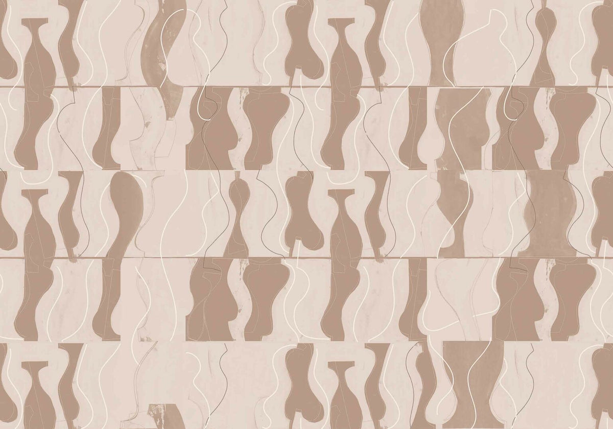 Archeological mural by Coordonné in Sand, flat pattern view