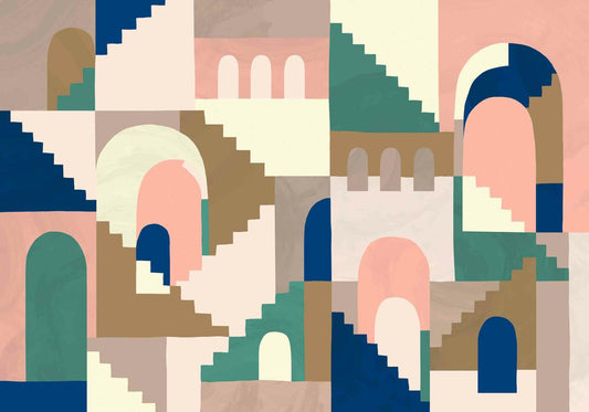Architopie mural by Coordonné in Nude, flat pattern view