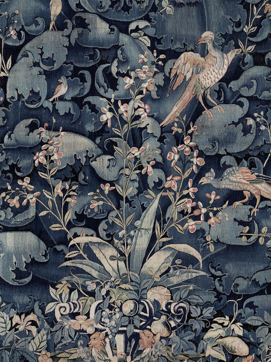Aristoloche Mural by Watts 1874 in Gansey Blue - Non-Woven Paper