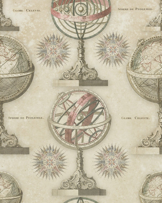 Armillary Taupe, Green wallpaper by MINDTHEGAP